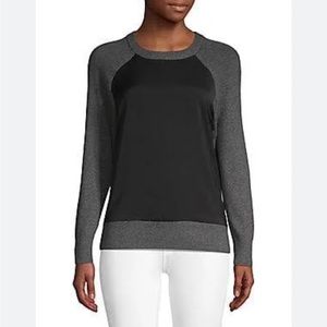 Saks OFF Fifth Women's Colorblocked Raglan Pullover - Charcoal Multi - Size L